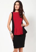 Color Cocktail Maroon Colored Solid Bodycon Dress