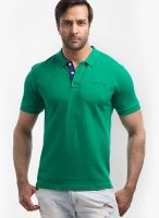 Cult Fiction Green Solid Polo T-Shirts