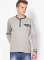 FREECULTR Grey Solid Henley T-Shirt