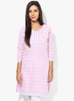 F Loop Pink Printed Cotton Blend Kurti