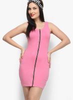 Faballey Pink Colored Solid Bodycon Dress