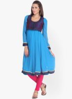 Folklore Blue Solid Kurtas