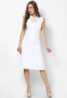 Hapuka White Colored Solid Shift Dress