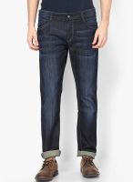 John Players Solid Blue Skinny Fit Jeans