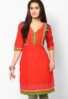 Kurti'S Red Embroidered Kurtis