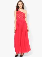MEEE Pink Colored Solid Maxi Dress