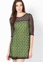 Palette Green Colored Embroidered Shift Dress