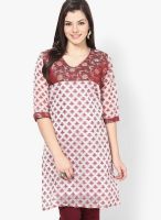 Plume Maroon Printed Kurta