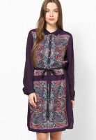 Tommy Hilfiger Purple Colored Printed Shift Dress