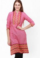 Pehraan Pink Printed Kurta