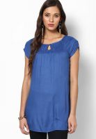 People Blue Solid Kurtis