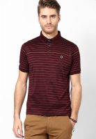 Proline Maroon Striped Polo T-Shirts