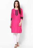 Rangriti Cotton Blend Fuchsia Kurta