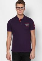 Lee Cooper Purple Printed Polo T-Shirts