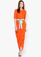 Soup Orange Colored Solid Maxi Dress