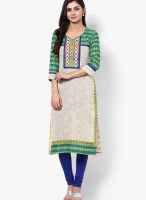 Span Green Embroidered Kurtis