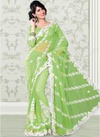 Vishal Green Embroidered Saree