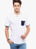 Yepme White Solid Henley T-Shirts