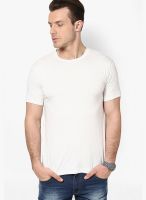 Cherymoya White Solid Round Neck T-Shirts