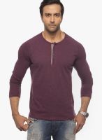 Cult Fiction Wine Solid Henley T-Shirts