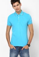 Gas Blue Solid Slim Fit Polo T-Shirtblue Ralphs 3 Polo T Shirt