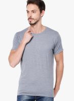 Highlander Grey Solid Round Neck TShirts