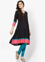 Jugnu Black Solid Kurta