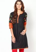 Kira Black Embroidered Kurtis