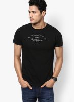 Pepe Jeans Black Solid Round Neck T-Shirts