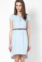 Ucla Light Blue Colored Solid Shift Dress