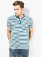 Uni Style Image Green Striped Henley T-Shirts