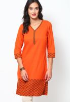 Aurelia Cotton Orange Kurti