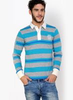 Camino Grey Striped Polo T-Shirts