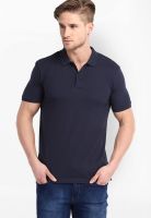 Highlander Navy Blue Solid Polo TShirts