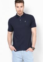 Nautica Navy Blue Solid Polo T-Shirts