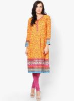 Rangriti Yellow Printed Kurtis