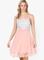 The Vanca Peach Colored Embellished Skater Dress
