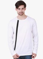 Cherymoya White Solid Round Neck T-Shirt