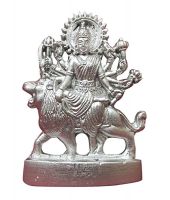 Mable Beautiful Durga Sitting On Her Lion - Real Mercury Exclusive Statue With Fine Polish