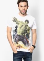 Marvel White Printed Round Neck T-Shirts