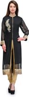 Assemblage Casual Embroidered, Solid Women's Kurti(Black)