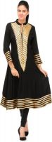 Assemblage Casual Self Design Women's Kurti(Black, Gold)