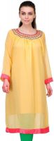 Cenizas Casual Self Design Women's Kurti(Yellow)