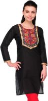 Cenizas Casual Self Design Women's Kurti(Black) Cenizas Casual Self Design Women's Kurti(Black)
