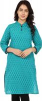Nandhika Casual Printed Women's Kurti(Blue)