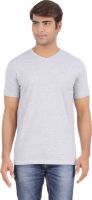 Ap'pulse Solid Men's V-neck Grey T-Shirt