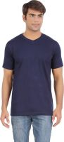 Ap'pulse Solid Men's V-neck Dark Blue T-Shirt
