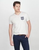 Basics Solid Men's V-neck Grey T-Shirt