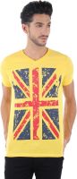 Burdy Printed Men's V-neck Yellow T-Shirt