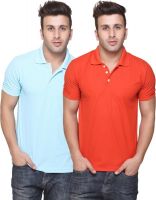 Burdy Solid Men's Polo Neck Multicolor T-Shirt(Pack of 2)